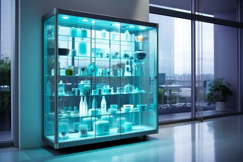 現(xiàn)代科技風(fēng)商品展示柜攝影圖與攝影擴(kuò)印服務(wù)的融合